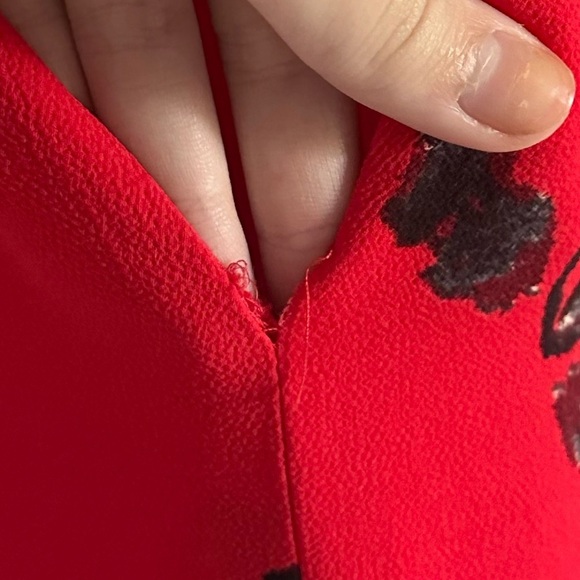 FREE PEOPLE- Cherry Red Floral Mini Dress-Size 2 Flutterby style-EUC - Picture 11 of 12